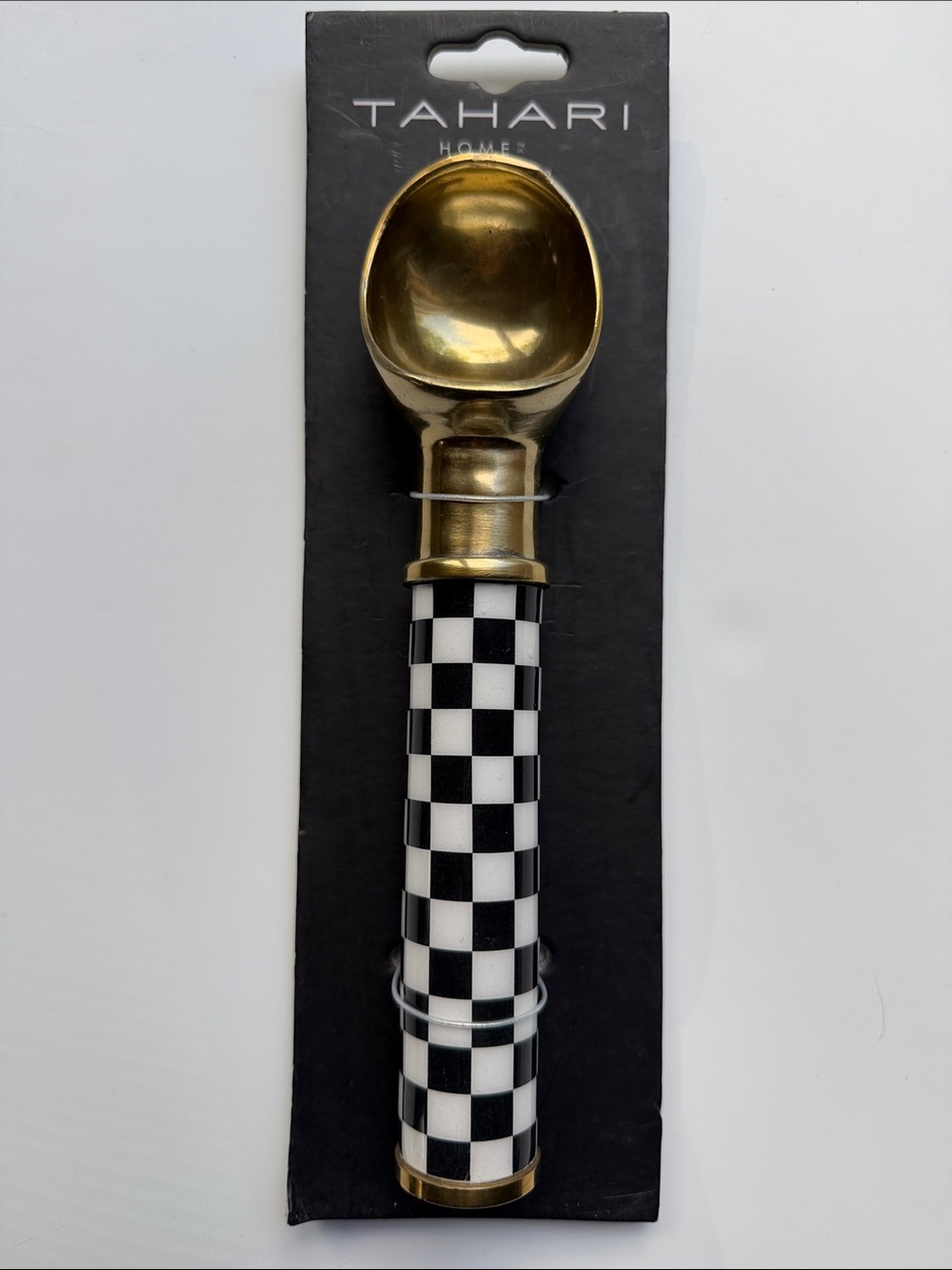 Tahari Checkered Black & White Ice Cream Scoop - Picture 7 of 7